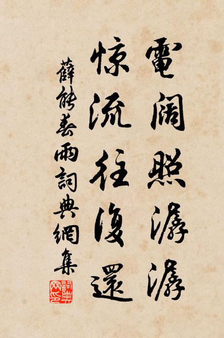 薛能电阔照潺潺，惊流往复还书法作品欣赏