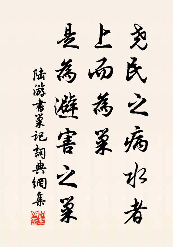 陆游尧民之病水者,上而为巢,是为避害之巢书法作品欣赏