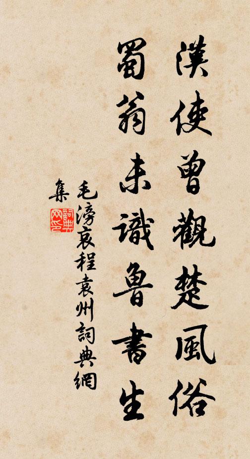 毛滂汉使曾观楚风俗，蜀翁未识鲁书生书法作品欣赏