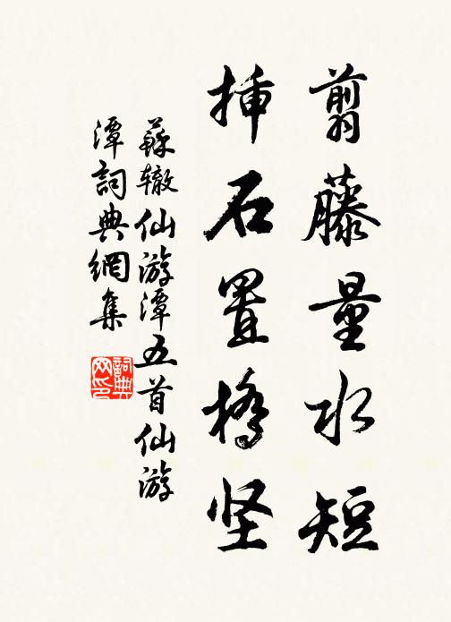 苏辙翦藤量水短，插石置桥坚书法作品欣赏