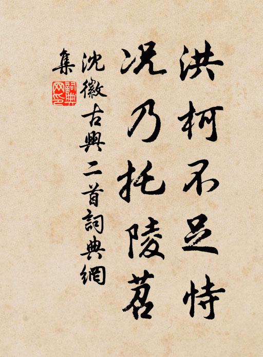 沈徽洪柯不足恃，况乃托陵苕书法作品欣赏