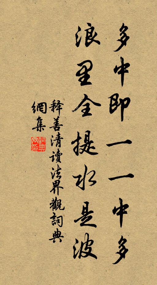 释善清多中即一一中多，浪里全提水是波书法作品欣赏