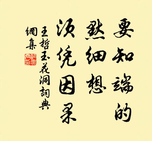 王哲要知端的，默细想，须凭因果书法作品欣赏