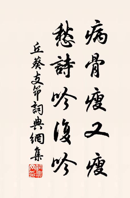 丘葵病骨瘦又瘦，愁诗吟复吟书法作品欣赏
