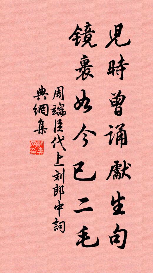 周端臣儿时曾诵先生句，镜裹如今已二毛书法作品欣赏