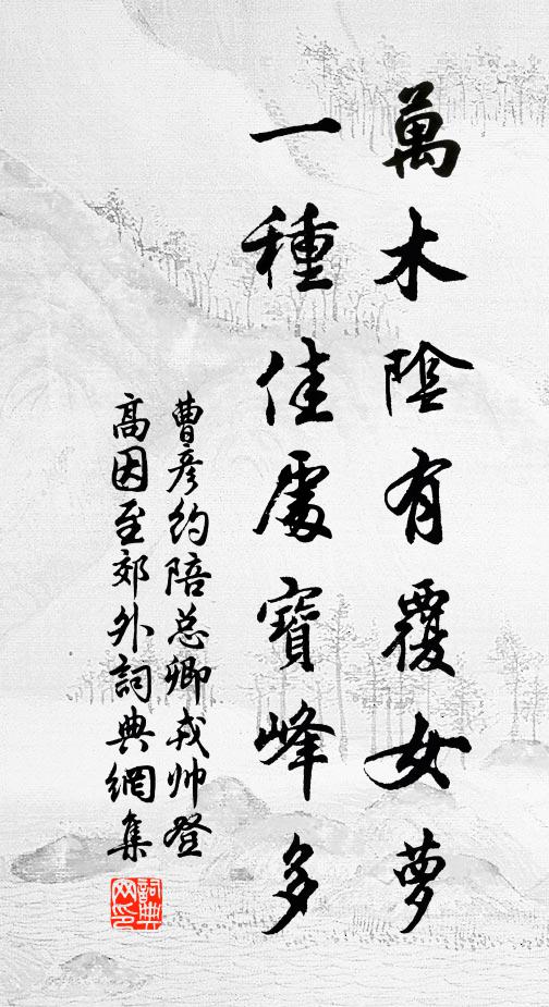 曹彦约万木阴有覆女萝，一种佳处宝峰多书法作品欣赏