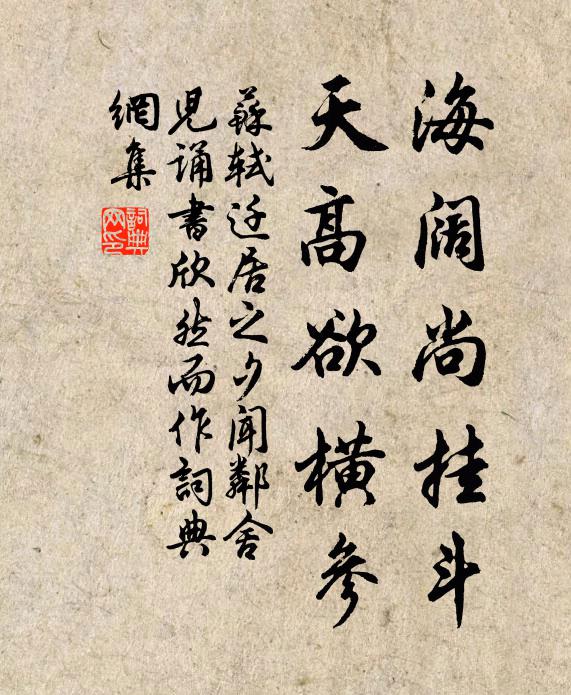 苏轼海阔尚挂斗，天高欲横参书法作品欣赏