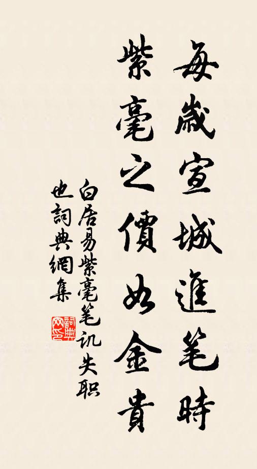 白居易每岁宣城进笔时，紫毫之价如金贵书法作品欣赏
