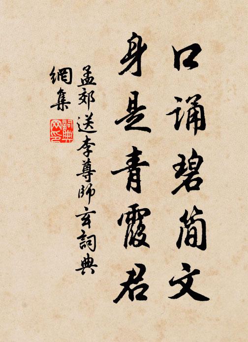 孟郊口诵碧简文，身是青霞君书法作品欣赏