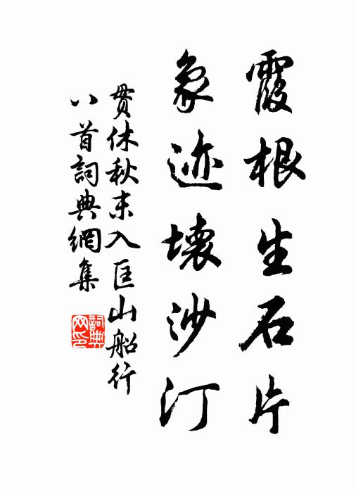 贯休霞根生石片，象迹坏沙汀书法作品欣赏