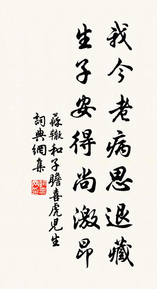 苏辙我今老病思退藏，生子安得尚激昂书法作品欣赏