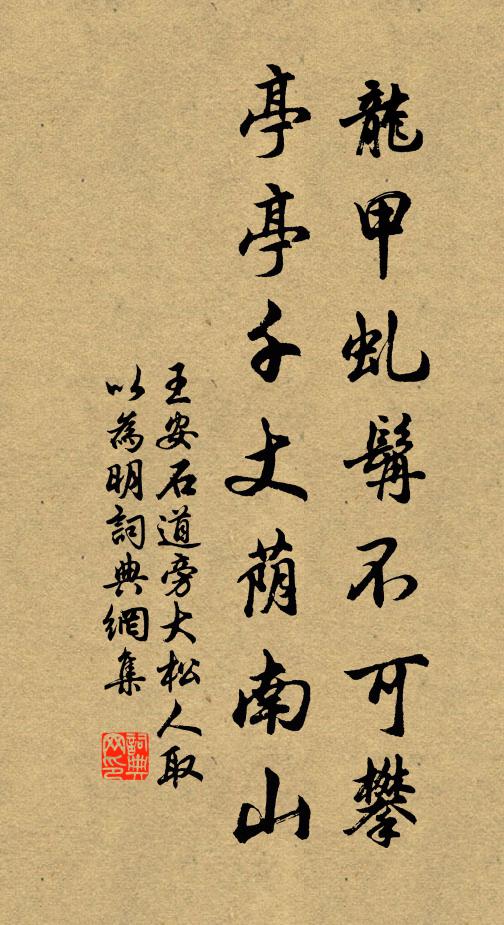 王安石龙甲虬髯不可攀，亭亭千丈荫南山书法作品欣赏