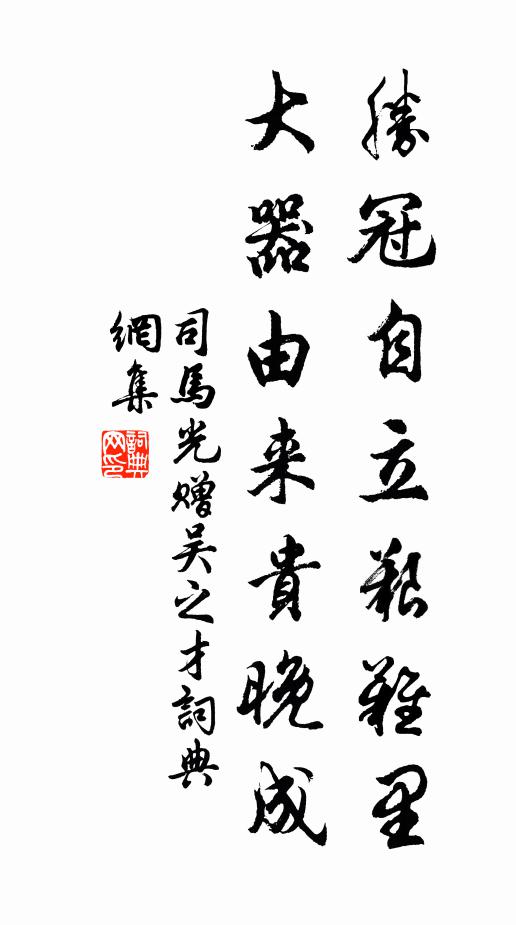 司马光胜冠自立艰难里，大器由来贵晚成书法作品欣赏