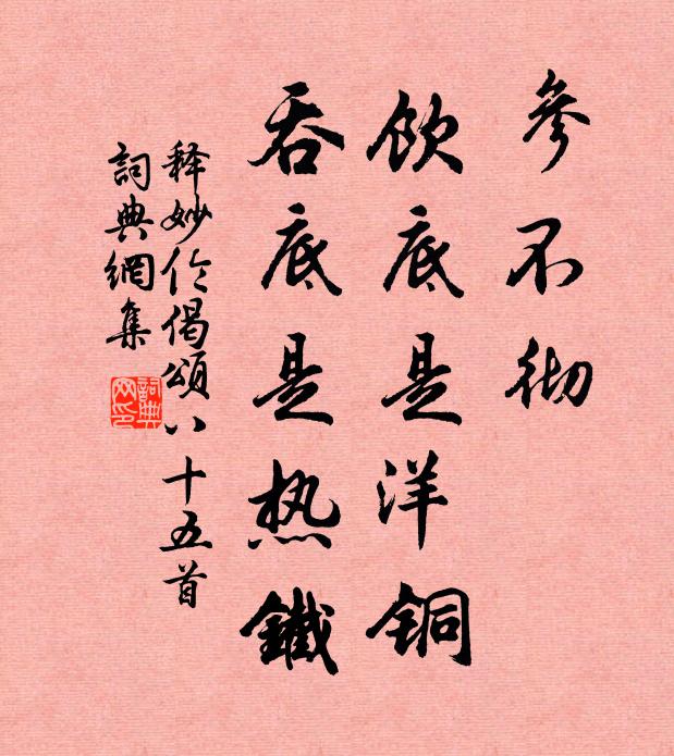 释妙伦参不彻，饮底是洋铜，吞底是热铁书法作品欣赏