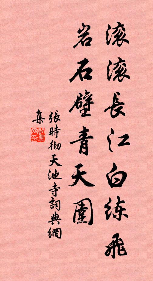 张时彻滚滚长江白练飞，岩石壁青天围书法作品欣赏