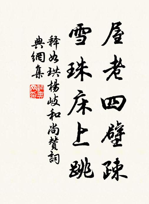 释如珙屋老四壁疎，雪珠床上跳书法作品欣赏