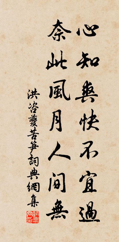 洪咨夔心知爽快不宜过，奈此风月人间无书法作品欣赏