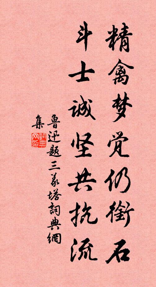 鲁迅精禽梦觉仍衔石，斗士诚坚共抗流书法作品欣赏