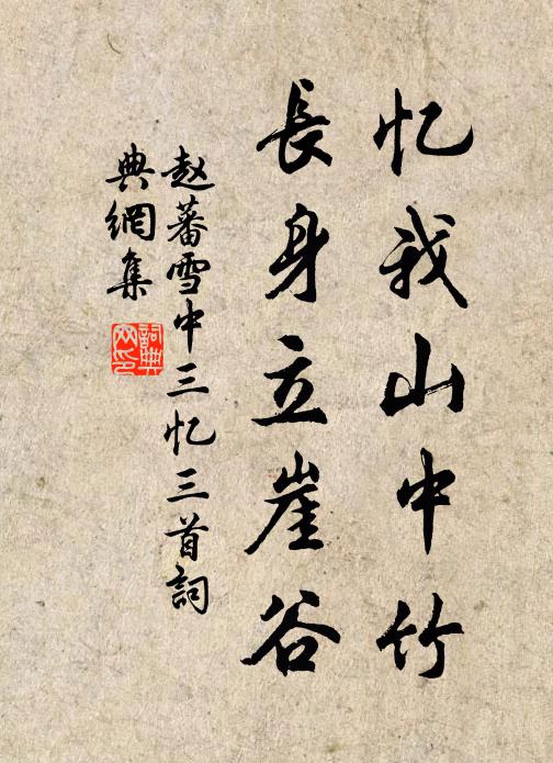 赵蕃忆我山中竹，长身立崖谷书法作品欣赏