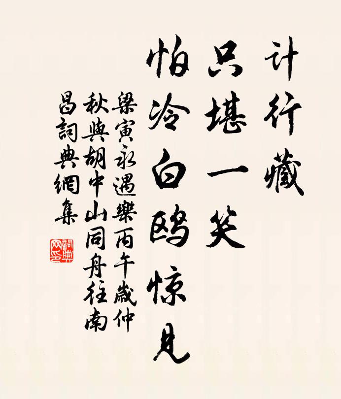 梁寅计行藏、只堪一笑，怕冷白鸥惊见书法作品欣赏