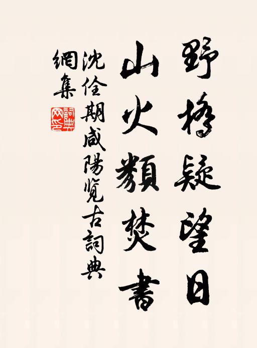 沈佺期野桥疑望日，山火类焚书书法作品欣赏