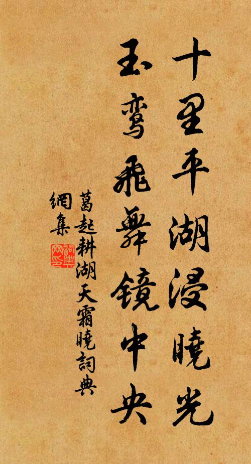 葛起耕十里平湖浸晓光，玉鸾飞舞镜中央书法作品欣赏