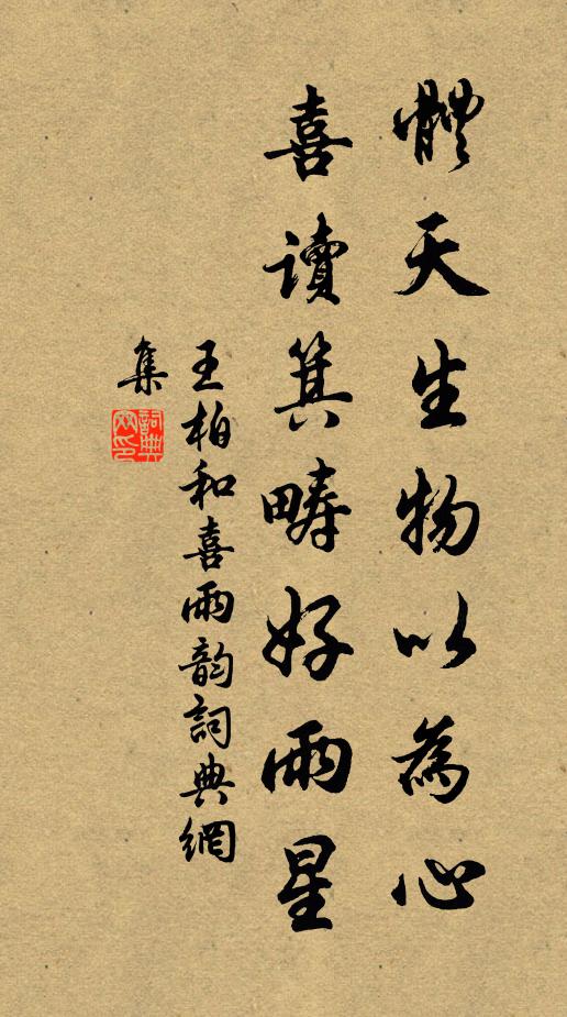 王柏体天生物以为心，喜读箕畴好雨星书法作品欣赏