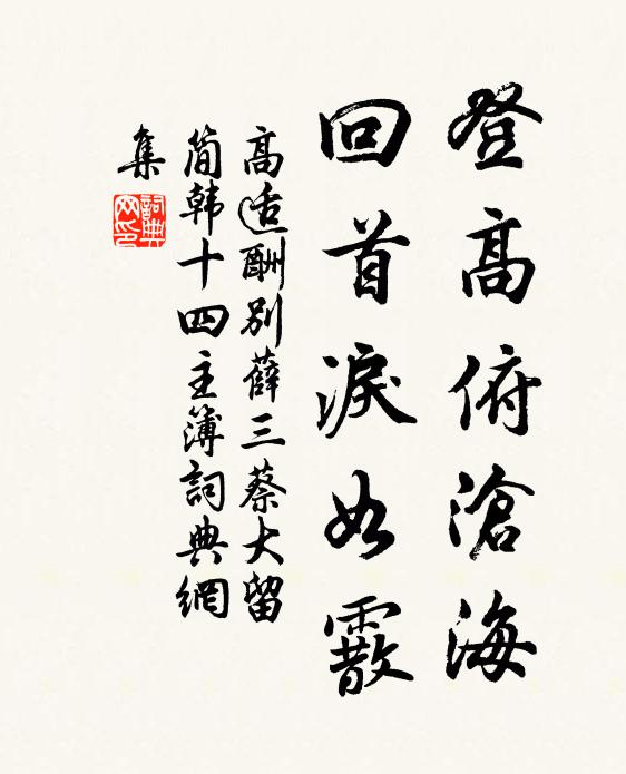 高适登高俯沧海，回首泪如霰书法作品欣赏