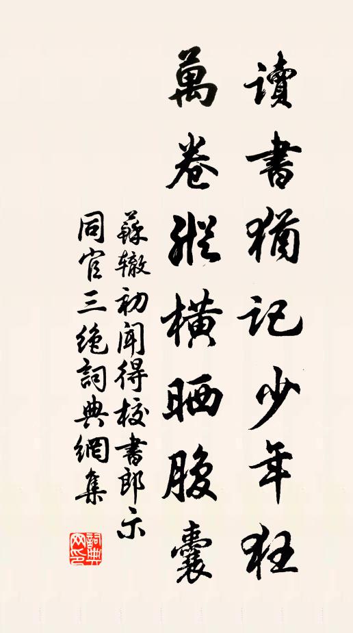 苏辙读书犹记少年狂，万卷纵横晒腹囊书法作品欣赏