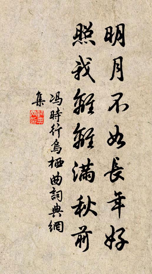 冯时行明月不如长年好，照我离离满秋前书法作品欣赏