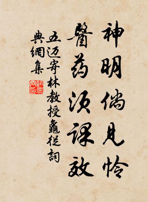 五迈神明倘见怜，医药须课效书法作品欣赏