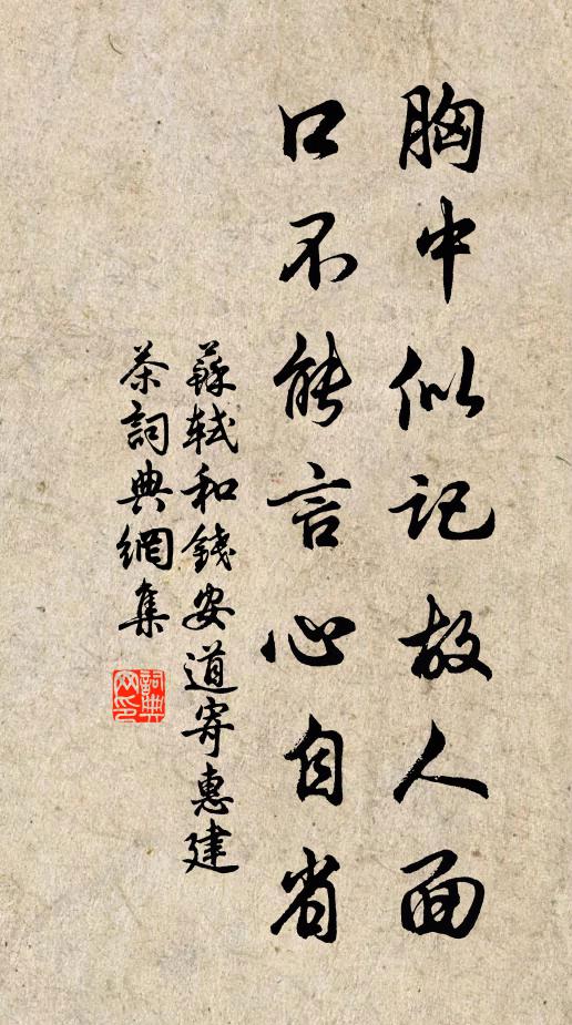 苏轼胸中似记故人面，口不能言心自省书法作品欣赏