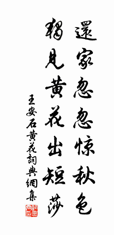 王安石还家忽忽惊秋色，独见黄花出短莎书法作品欣赏