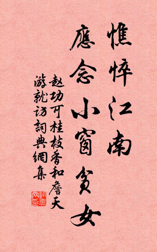 赵功可憔悴江南，应念小窗贫女书法作品欣赏