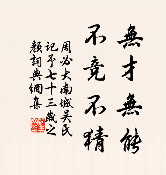 周必大无才无能，不竞不猜书法作品欣赏