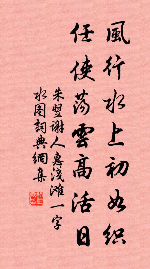 朱翌风行水上初如织，任使荡云高活日书法作品欣赏