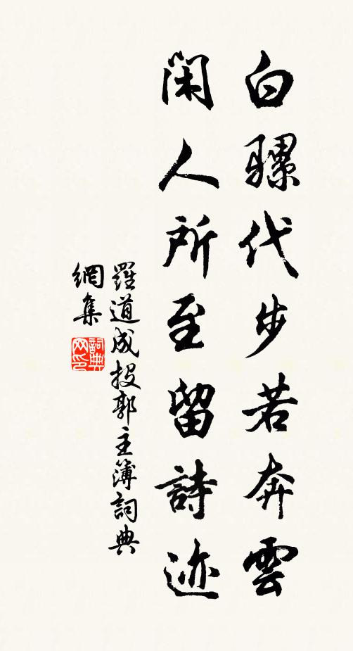 罗道成白骡代步若奔云，闲人所至留诗迹书法作品欣赏