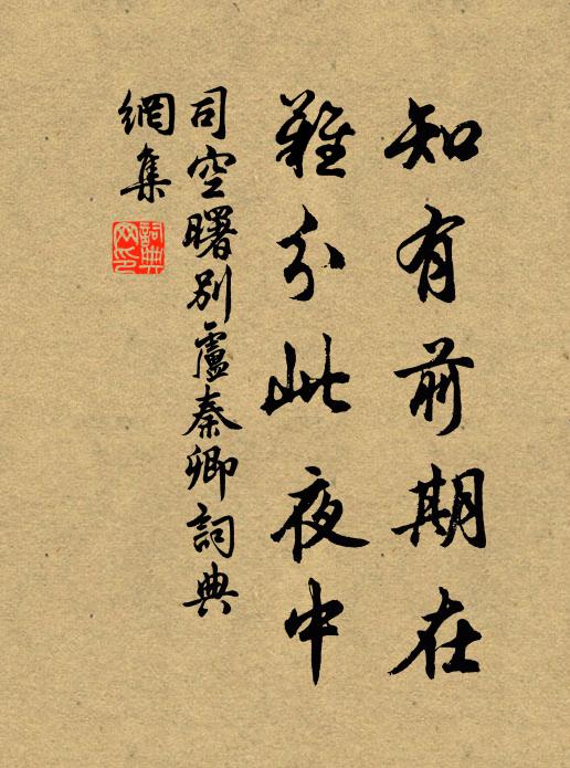 司空曙知有前期在，难分此夜中书法作品欣赏