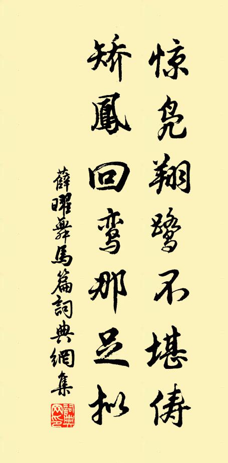 薛曜惊凫翔鹭不堪俦，矫凤回鸾那足拟书法作品欣赏