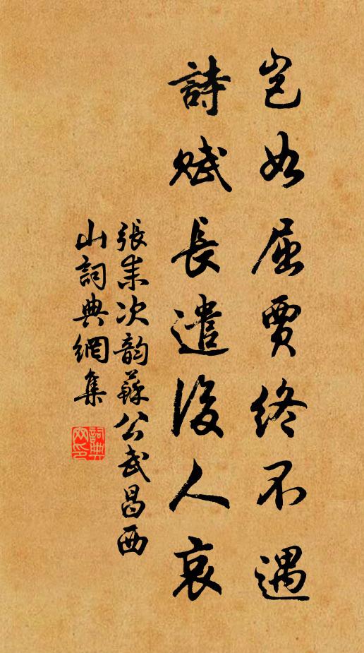 张耒岂如屈贾终不遇，诗赋长遣后人哀书法作品欣赏