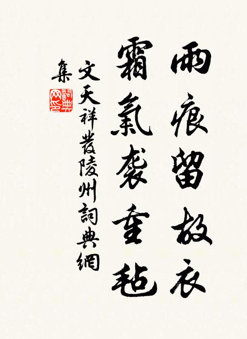 文天祥雨痕留故衣,霜气袭重毡书法作品欣赏