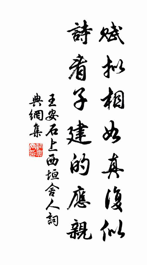 王安石赋拟相如真复似，诗看子建的应亲书法作品欣赏