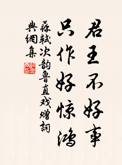 苏轼君王不好事，只作好惊鸿书法作品欣赏