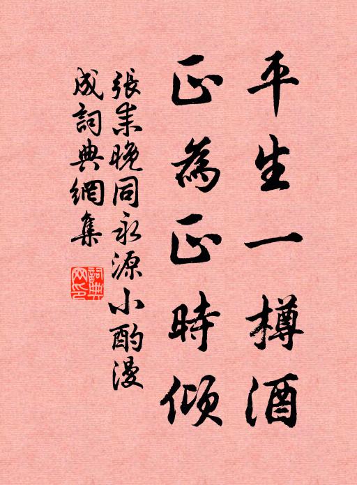 张耒平生一樽酒，正为正时倾书法作品欣赏