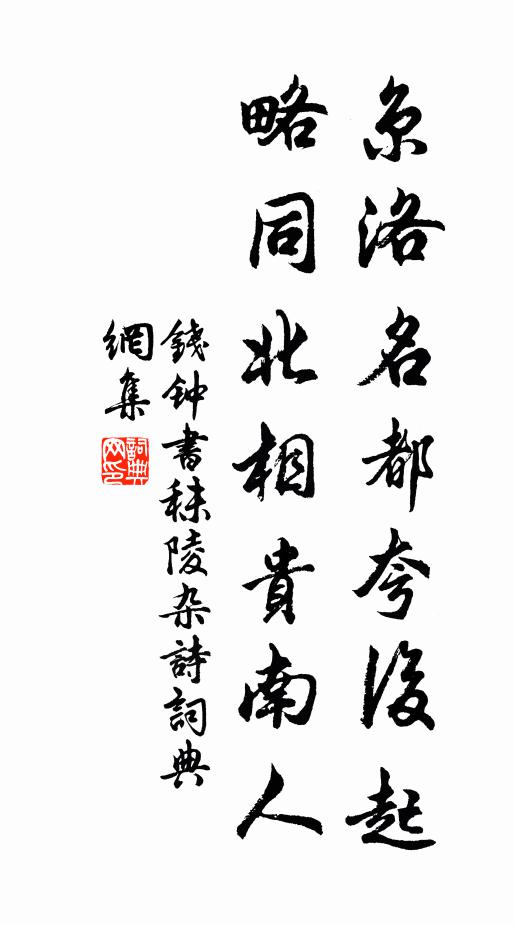 钱钟书京洛名都夸后起，略同北相贵南人书法作品欣赏