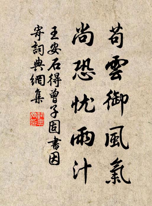 王安石苟云御风气，尚恐忧雨汁书法作品欣赏