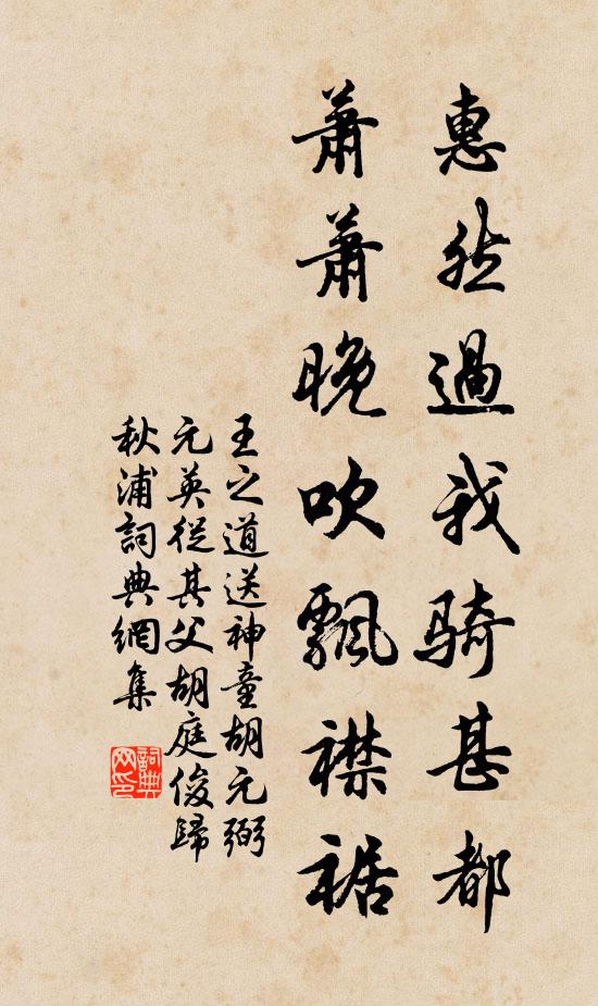 王之道惠然过我骑甚都，萧萧晚吹飘襟裾书法作品欣赏