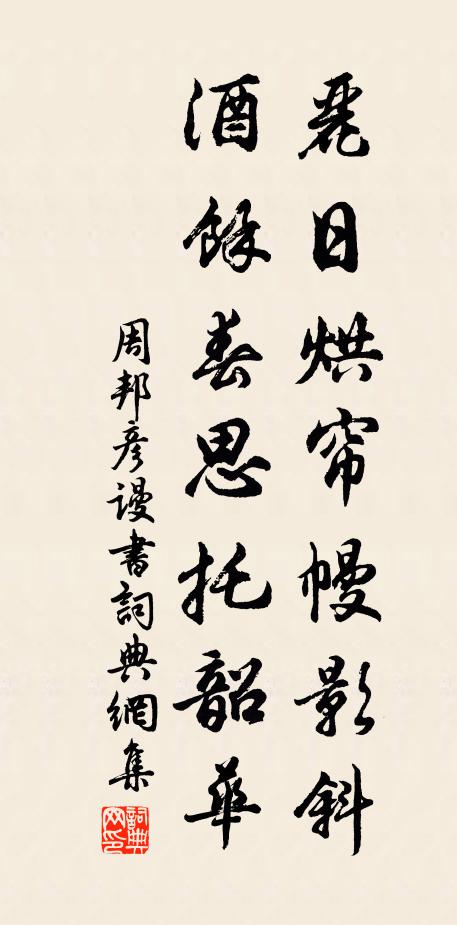周邦彦丽日烘帘幔影斜，酒余春思托韶华书法作品欣赏