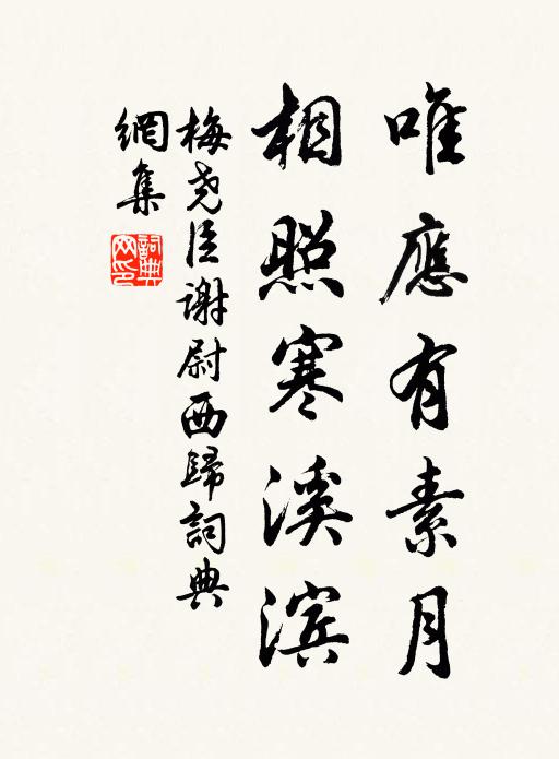 梅尧臣唯应有素月，相照寒溪滨书法作品欣赏