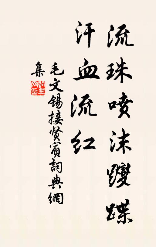 毛文锡流珠喷沫躞蹀，汗血流红书法作品欣赏